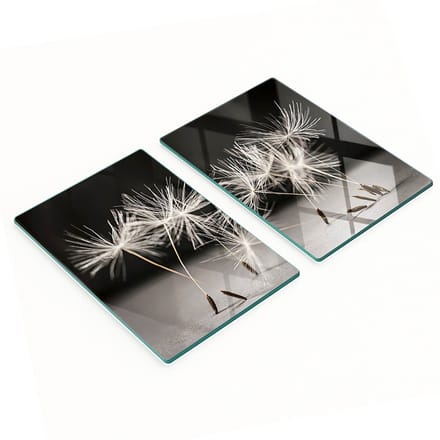 Keukenplanken van gehard glas met afbeelding, 2 stuks, paardenbloem, 2x40x52 cm
