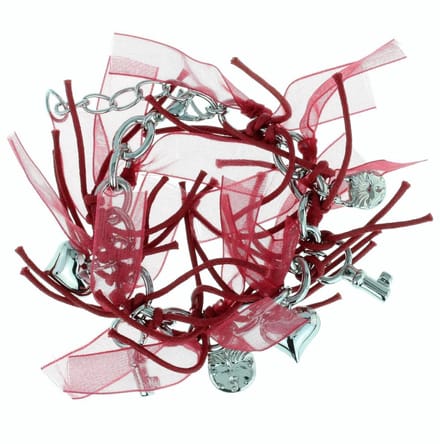 Behave - Bedelarmband romantisch rood - hartjes sleutels slotjes
