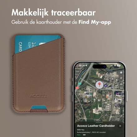 Accezz Magnetische Leren Pasjeshouder - Wallet Kaarthouder geschikt voor Apple Find My - Coffee Brown
