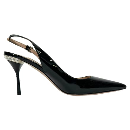 Miu Miu Versierde Slingback Pumps in Zwart Patentleer