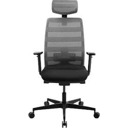 Schäfer Shop Select SSI PROLINE NEW WORK bureaudraaistoel, grijs net, met hoofdsteun, zwart frame
