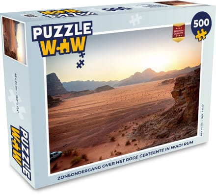 Puzzel Zonsondergang over het rode gesteente in Wadi Rum - Legpuzzel - Puzzel 500 stukjes