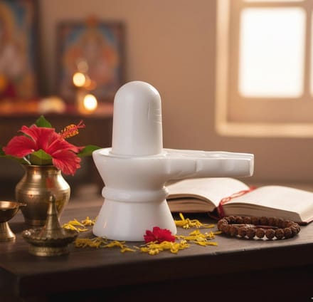 Witte Marmeren Shiva Lingam Beeldje voor Tempels en Cadeaus