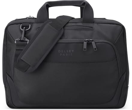 Delsey Parvis Plus Aktetas 15.6 inch – 2 Vakken – Trolleyband – Gerecycled Polyester – Black