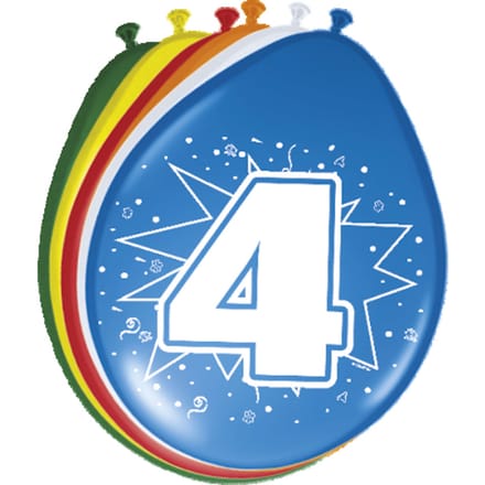Folat BV Number Balloons 4 years 8pcs.