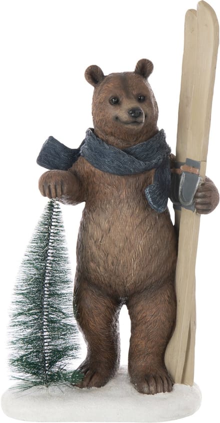 J-Line figuur Beer Boom + Ski - polyresin - mix - LED lichtjes