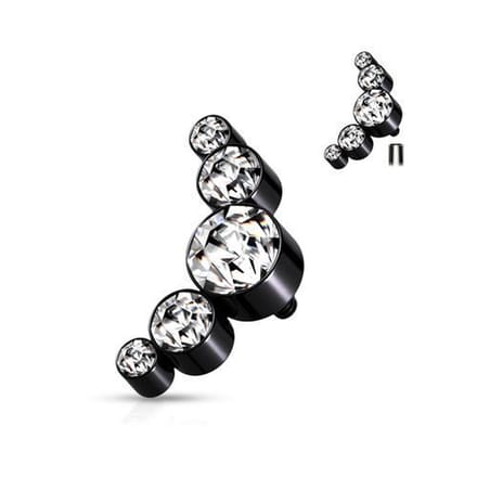 Dermal top 5 rondjes zwart 1.2mm - LMPiercings