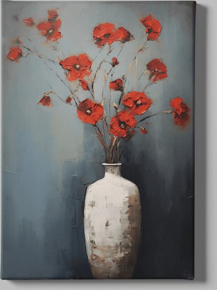 Canvas Schilderij - Olieverf Bloemen - Kunst - Wanddecoratie - 150x100x2 cm