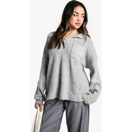 boohoo Dames Polo-kraagtrui | Grey Marl | Maat: Small