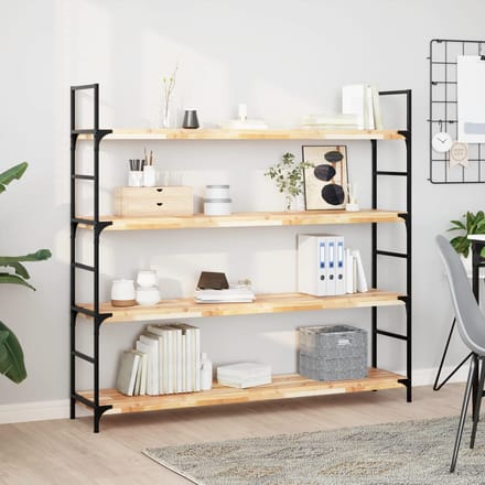vidaXL - Wandschappen - 4 - st - zwevend - 140x30x4 - cm - onbehandeld - acaciahout