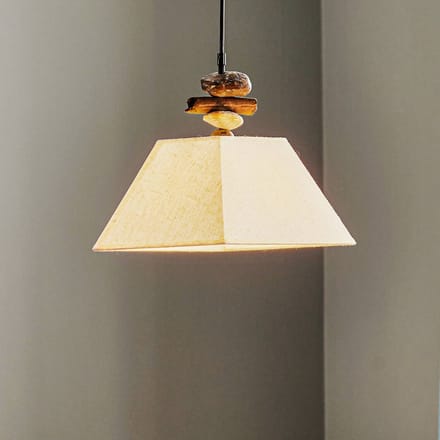 ONLI Hanglamp Seregon met textielen kap en stenen decor