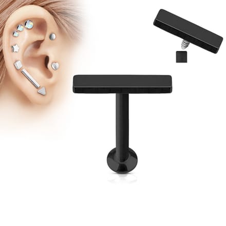 Piercing balk top 1.2x6mm- zwart - LMPiercings