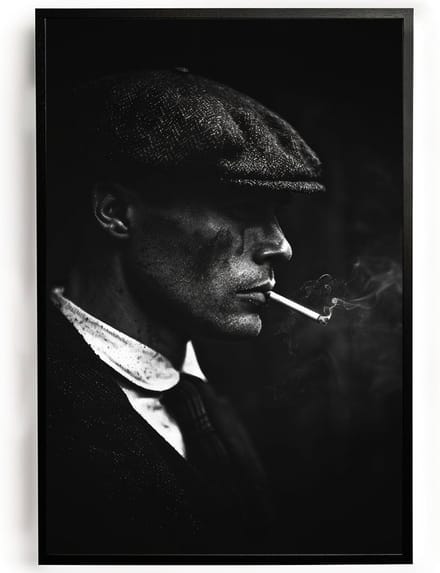 Poster vintage rokend persoon zwart wit A4