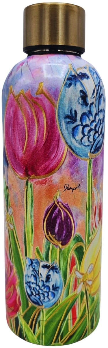 Waterfles - isoleerfles - Tulpen - designed by Rick Triest - Typisch Hollands cadeau