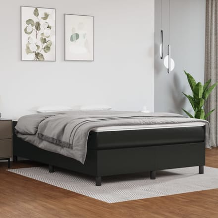 vidaXL - Boxspring - bed - kunstleer - zwart - 140x200 - cm