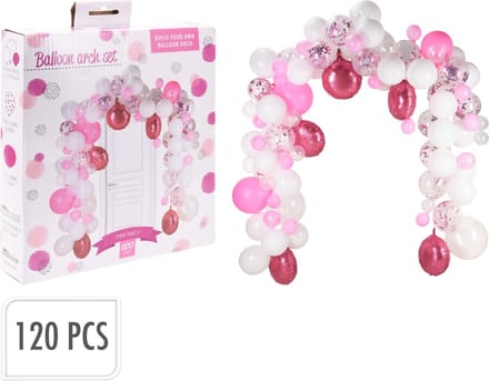 Relaxwonen - creëer je eigen ballonnenboog - Wit & Roze - inclusief confetti ballonnen