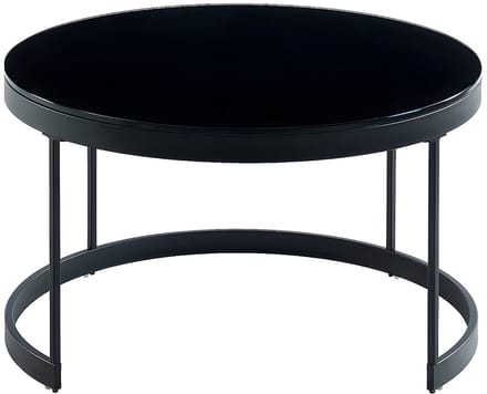 Vente-unique Salontafels BILLIE - Inschuifbaar - Gehard glas & metaal - Zwart & wit