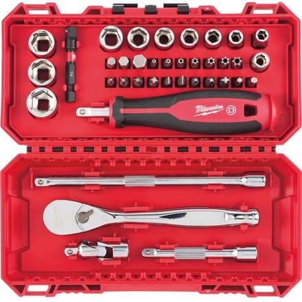 Milwaukee 38-delige dopsleutelset 1/4" in PACKOUT ready box 38-delig