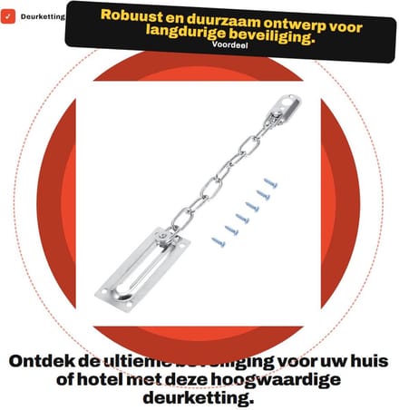 Dailygoods- Deurketting Beveiliging - Roestvrij Staal - Antidief