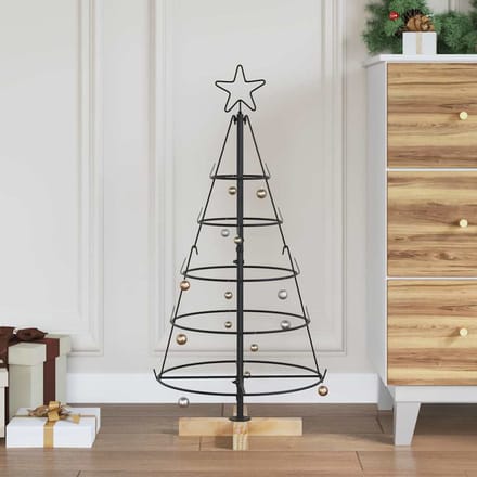 vidaXL - Kerst - Cone - Boom - met - standaard - Zwart - 90 - cm - Staal