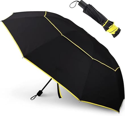 Paraplu opvouwbaar-paraplu-stormparaplu Opvouwbaar -Grote, compacte golfparaplu met dubbele luifel, geventileerd, winddicht en waterdicht - Unisex - Zwart