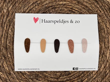 Haarspeldjes 'Lott' setje 7 - speldje met imitatieleer - 3 cm speldjes