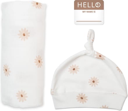Lulujo Hello World Swaddle & Mutsje - Daisies