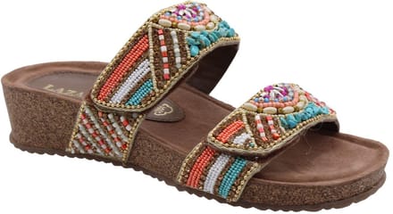 Lazamani - Sol Dames Slippers Leer Multi - Maat 40