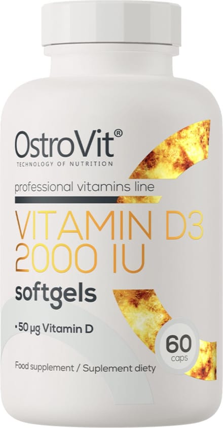 OstroVit Vitamine D3 2000 IU 60 Capsules – 50 mcg – Immuun & Bot Support – Softgels