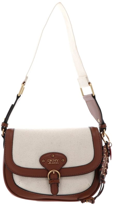 DKNY schoudertas Mari Flap Shoulder Bag Natural / Saddle beige
