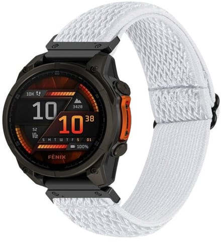 By Qubix - Geschikt voor Garmin bandje - 22mm Quickfit - Elastische Solo Loop nylon bandje - Wit - Geschikt voor Garmin Instinct 3 / Instinct E - 45mm