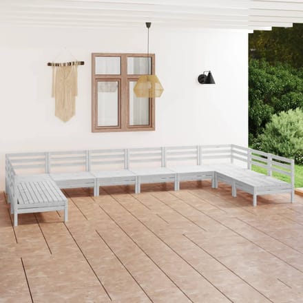 vidaXL - 10-delige - Loungeset - massief - grenenhout - wit