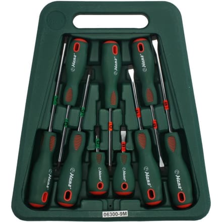 Splijt- en kruiskopschroevendraaierset HANS 9 stuks (5,5x100-PZ1x100)