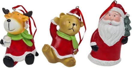Kersthangers - Kerstdecoratie - Rendier - Beer - Kerstman - Rood - Kerstversiering