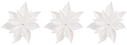 Cosy & Trendy Kerstboomversiering - 3x - bloem - op clip - witte kerstster - 18 cm