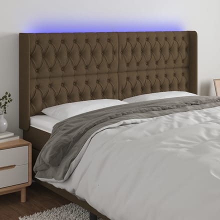 vidaXL - Hoofdbord - LED - 183x16x118/128 - cm - stof - donkerbruin