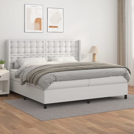 vidaXL - Boxspring - met - matras - kunstleer - wit - 200x200 - cm