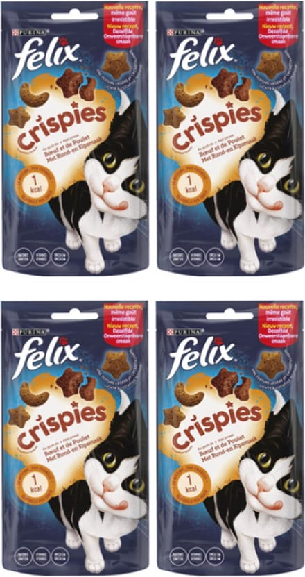 4x Felix - Crispies Rund & Kip - Kattensnacks - 45 g