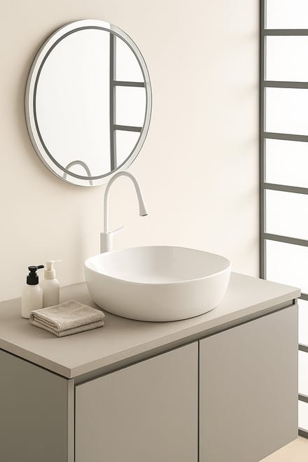 AquaVik Waskom Sölva Keramiek Rond 44x44x13.5 cm Glans Wit
