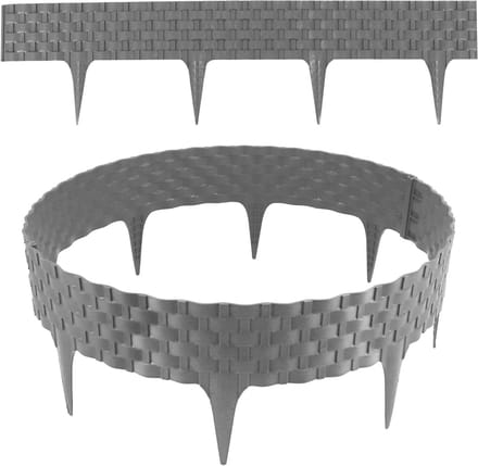 Gazonrand Rotanlook - Bloembed omranding - Tuin Afbakening - Flexibel Modulair - 16 x 80 cm - Grijs
