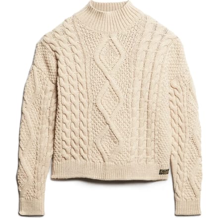 Superdry - Gebreide Aran kabeltrui met polokraag - Dames - Sweaters