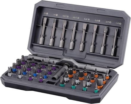 SnelShoppen - Magnetic Ratchet Screwdriver Set 42 Stuks - Professionele Schroevendraaierset met Magnetische Bits, Kleurgecodeerde Bits, Opslagdoos - I