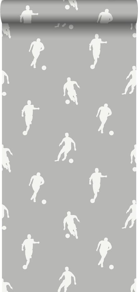 ESTAhome behang voetbalspelers grijs - 53 cm x 10.05 m - 128801