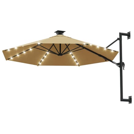 vidaXL - Wandparasol - met - LED's - 300 - cm - taupe