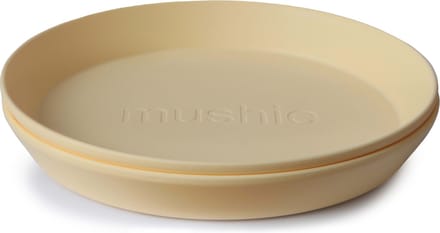 Mushie - Kinderservies Set 2 Borden Rond - Borden - Pale Daffodil