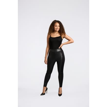 Alexis PU legging met zijpanelen - Zwart