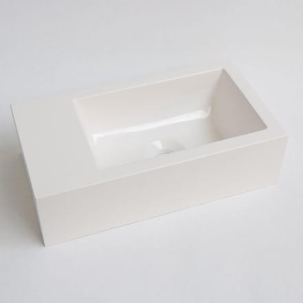 Fontein INK Contra Rechthoek Links 40x22x10cm Polystone Cilinder Glans Wit Zonder Kraangat