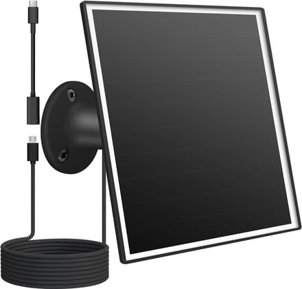 Zonnepaneel Camera - Oplader Batterij - Continu Stroom - Hoge Efficiëntie - 6W 3 Meter - Zwart