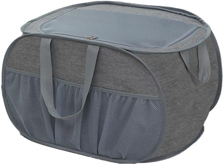 Opvouwbare Wasmand met Deksel - Grijs - 75 Liter - Ademend Polyester