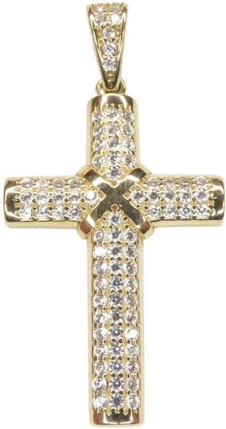 14 karaat geel gouden zirkonia kruis
